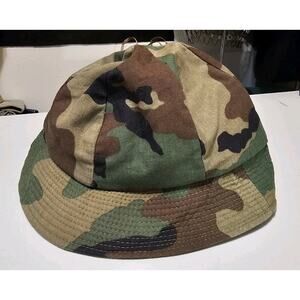 Vintage Camo Bucket Hat Size S Green Cotton Hunting Fishing Outdoor Y2K insulate